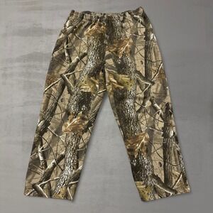 Vintage Fleece Camo Sweatpants Y2K Brown RealTree Baggy Elastic Waist Large